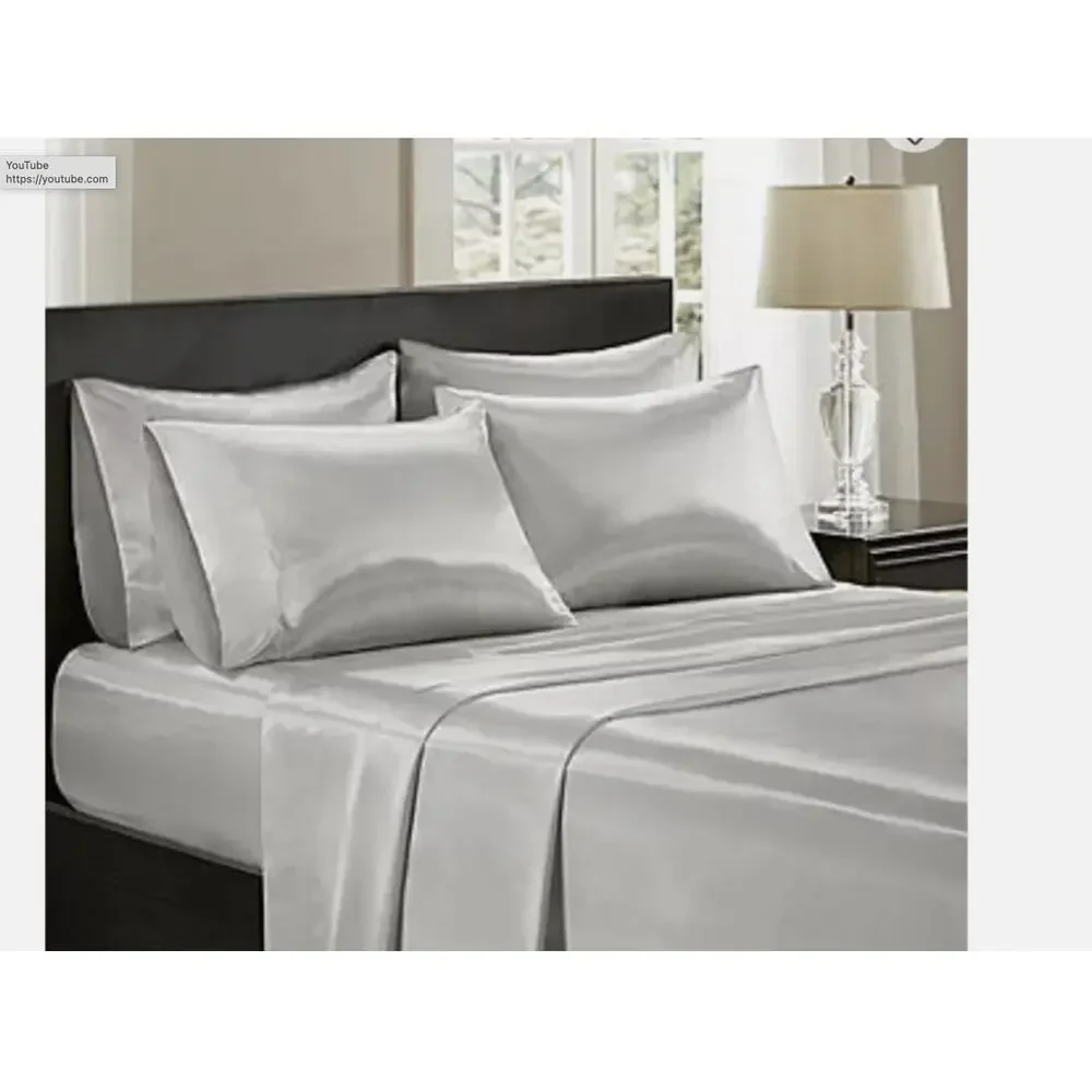 Madison Park Essentials Polyester Satin 4 Piece Sheet Set grey